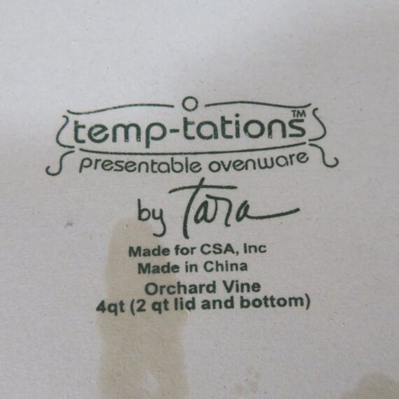 Temp-Tations Presentable Ovenware by Tara - Orchard Vine 4qt - Picture 5 of 10